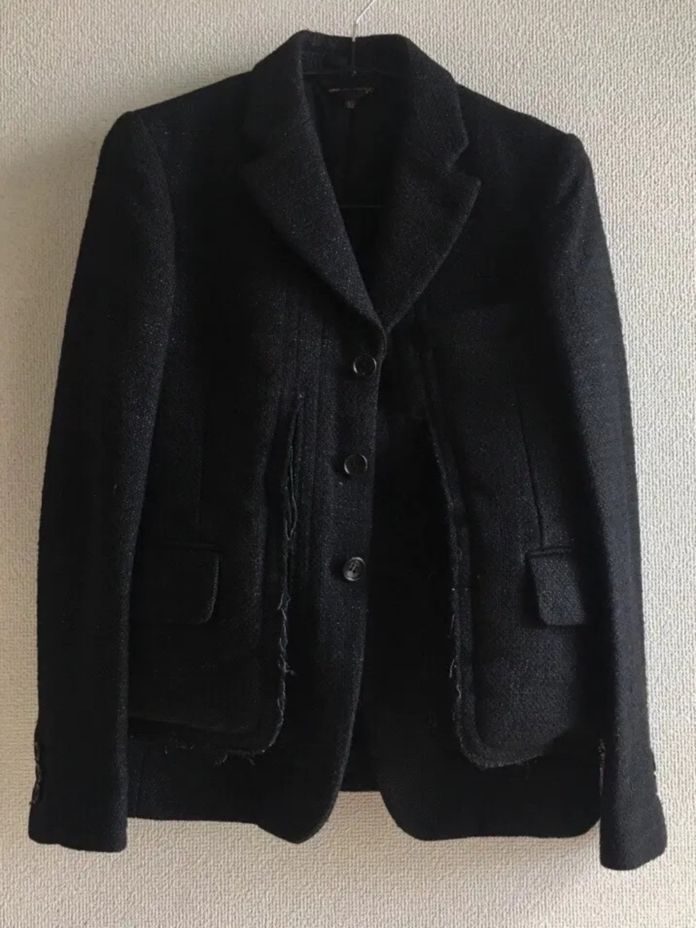 Comme des Garçons raw edge black blazer XS